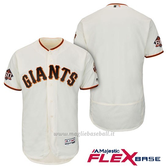 Maglia Baseball Uomo San Francisco Giants Ivory 1ªOn Field 60th Season Flex Base